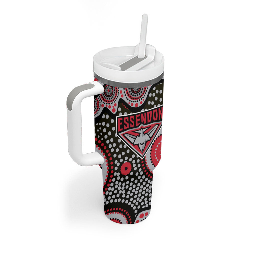 Essendon Bombers Tumbler With Handle Aboriginal Dot Pattern - Football Mascot Heritage Pride