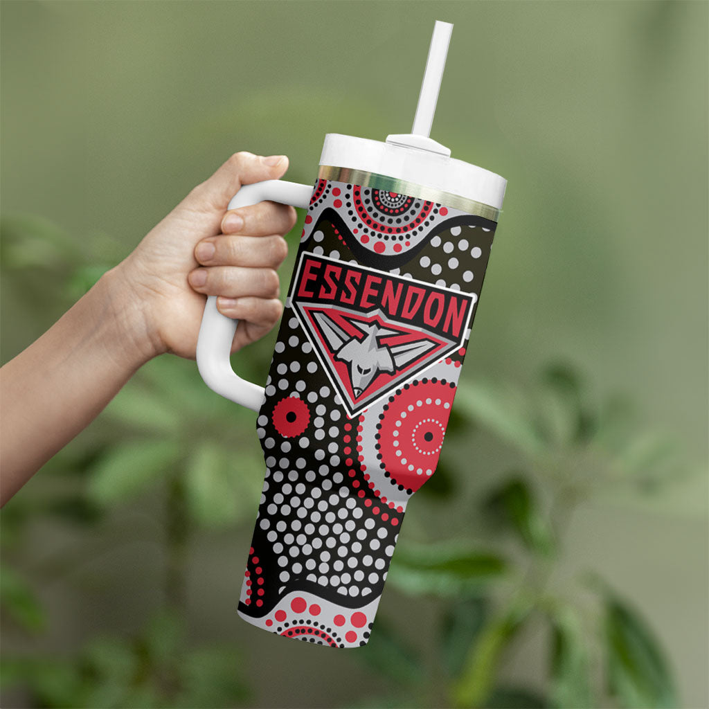 Essendon Bombers Tumbler With Handle Aboriginal Dot Pattern - Football Mascot Heritage Pride