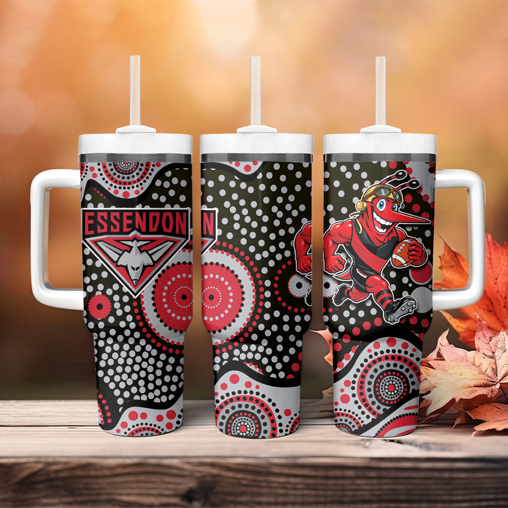 Essendon Bombers Tumbler With Handle Aboriginal Dot Pattern - Football Mascot Heritage Pride