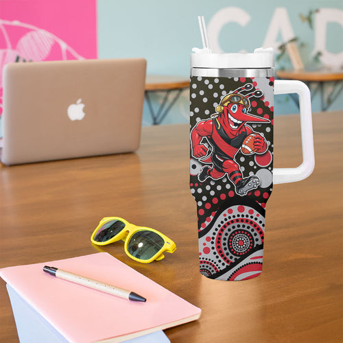 Essendon Bombers Tumbler With Handle Aboriginal Dot Pattern - Football Mascot Heritage Pride