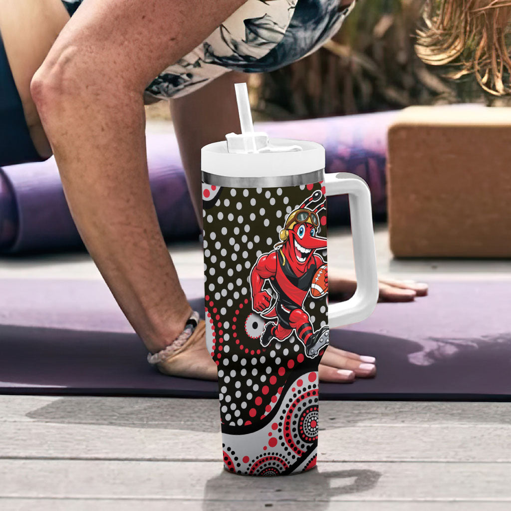 Essendon Bombers Tumbler With Handle Aboriginal Dot Pattern - Football Mascot Heritage Pride