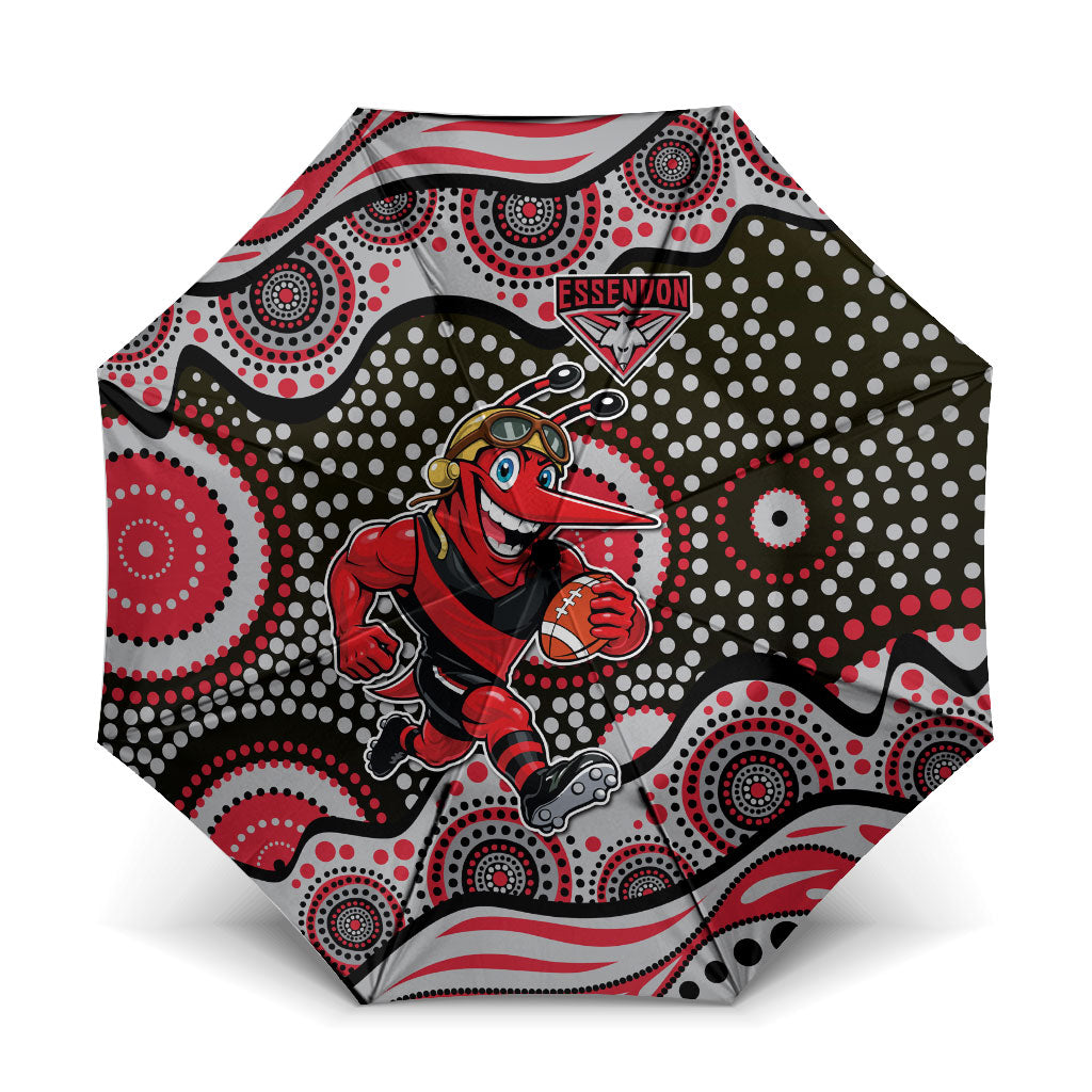 Essendon Bombers Umbrella Aboriginal Dot Pattern - Football Mascot Heritage Pride