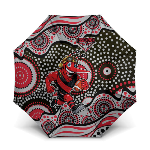 Essendon Bombers Umbrella Aboriginal Dot Pattern - Football Mascot Heritage Pride