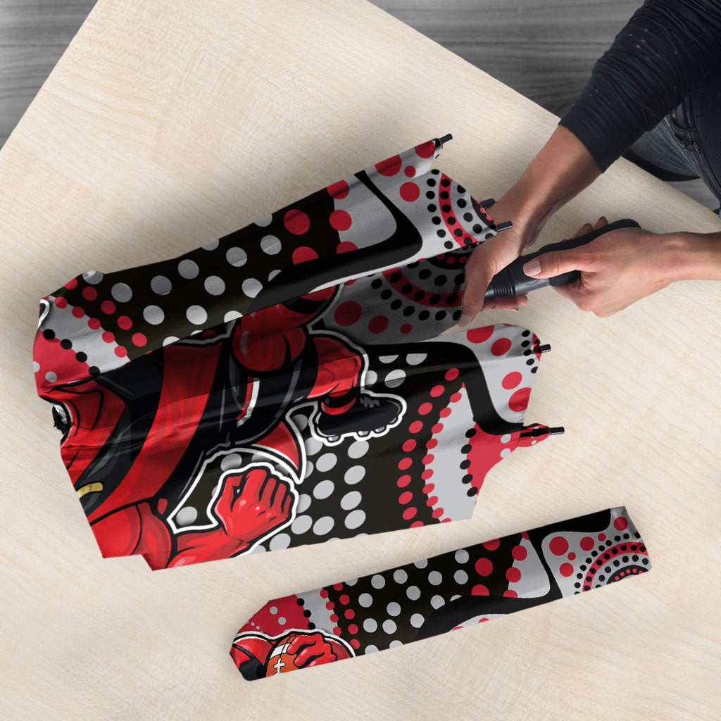 Essendon Bombers Umbrella Aboriginal Dot Pattern - Football Mascot Heritage Pride