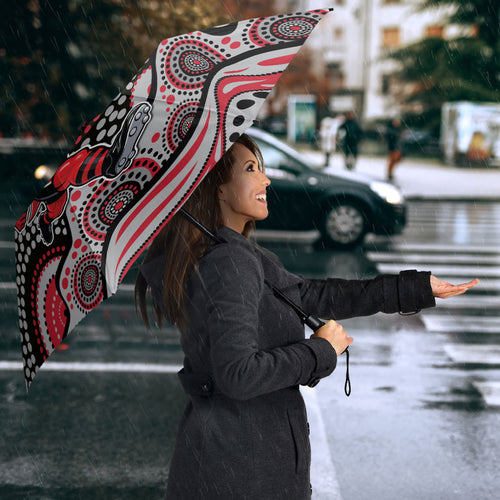Essendon Bombers Umbrella Aboriginal Dot Pattern - Football Mascot Heritage Pride