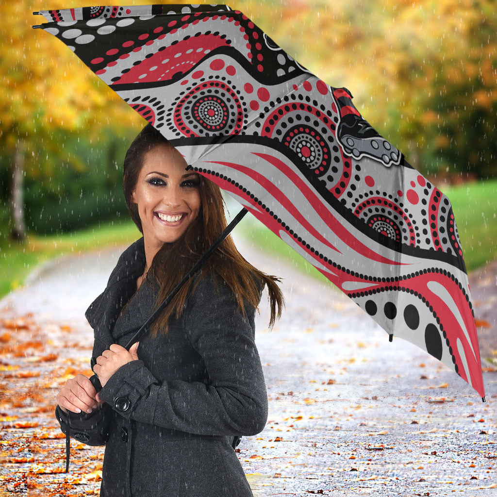 Essendon Bombers Umbrella Aboriginal Dot Pattern - Football Mascot Heritage Pride