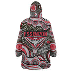 Essendon Bombers Wearable Blanket Hoodie Aboriginal Dot Pattern - Football Mascot Heritage Pride