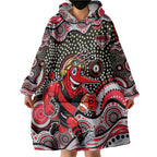 Essendon Bombers Wearable Blanket Hoodie Aboriginal Dot Pattern - Football Mascot Heritage Pride