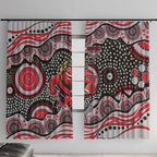 Essendon Bombers Window Curtain Aboriginal Dot Pattern - Football Mascot Heritage Pride