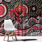 Essendon Bombers Window Curtain Aboriginal Dot Pattern - Football Mascot Heritage Pride
