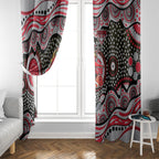 Essendon Bombers Window Curtain Aboriginal Dot Pattern - Football Mascot Heritage Pride