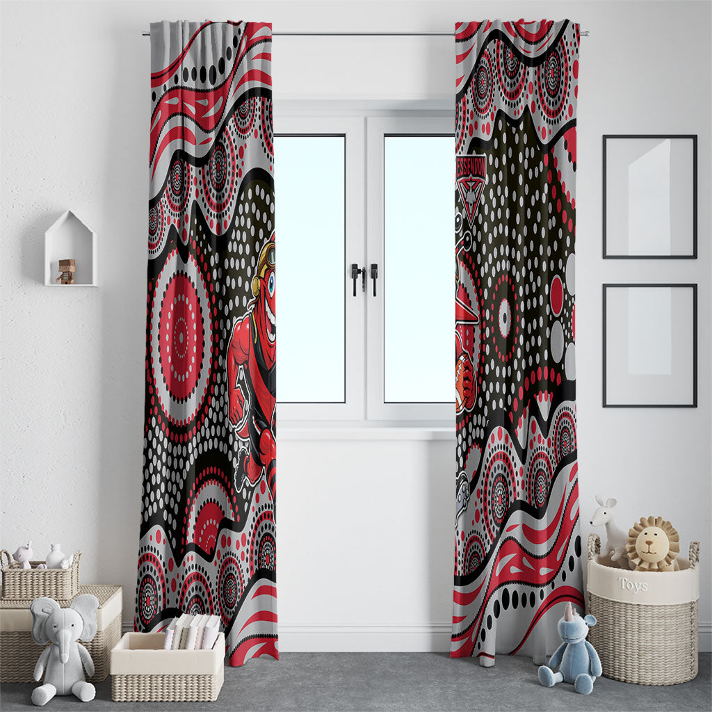 Essendon Bombers Window Curtain Aboriginal Dot Pattern - Football Mascot Heritage Pride