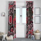 Essendon Bombers Window Curtain Aboriginal Dot Pattern - Football Mascot Heritage Pride