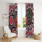 Essendon Bombers Window Curtain Aboriginal Dot Pattern - Football Mascot Heritage Pride