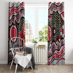 Essendon Bombers Window Curtain Aboriginal Dot Pattern - Football Mascot Heritage Pride