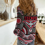 Essendon Bombers Women Casual Shirt Aboriginal Dot Pattern - Football Mascot Heritage Pride