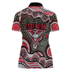 Essendon Bombers Women Polo Shirt Aboriginal Dot Pattern - Football Mascot Heritage Pride
