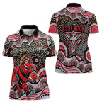 Essendon Bombers Women Polo Shirt Aboriginal Dot Pattern - Football Mascot Heritage Pride