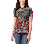 Essendon Bombers Women Polo Shirt Aboriginal Dot Pattern - Football Mascot Heritage Pride