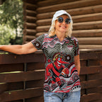 Essendon Bombers Women Polo Shirt Aboriginal Dot Pattern - Football Mascot Heritage Pride