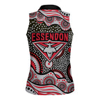 Essendon Bombers Women Sleeveless Polo Shirt Aboriginal Dot Pattern - Football Mascot Heritage Pride