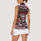Essendon Bombers Women Sleeveless Polo Shirt Aboriginal Dot Pattern - Football Mascot Heritage Pride