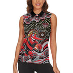 Essendon Bombers Women Sleeveless Polo Shirt Aboriginal Dot Pattern - Football Mascot Heritage Pride