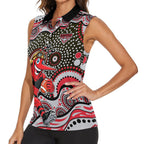 Essendon Bombers Women Sleeveless Polo Shirt Aboriginal Dot Pattern - Football Mascot Heritage Pride