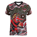 Essendon Bombers Women V-Neck T-Shirt Aboriginal Dot Pattern - Football Mascot Heritage Pride