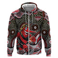 Essendon Bombers Zip Hoodie Aboriginal Dot Pattern - Football Mascot Heritage Pride