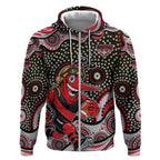 Essendon Bombers Zip Hoodie Aboriginal Dot Pattern - Football Mascot Heritage Pride