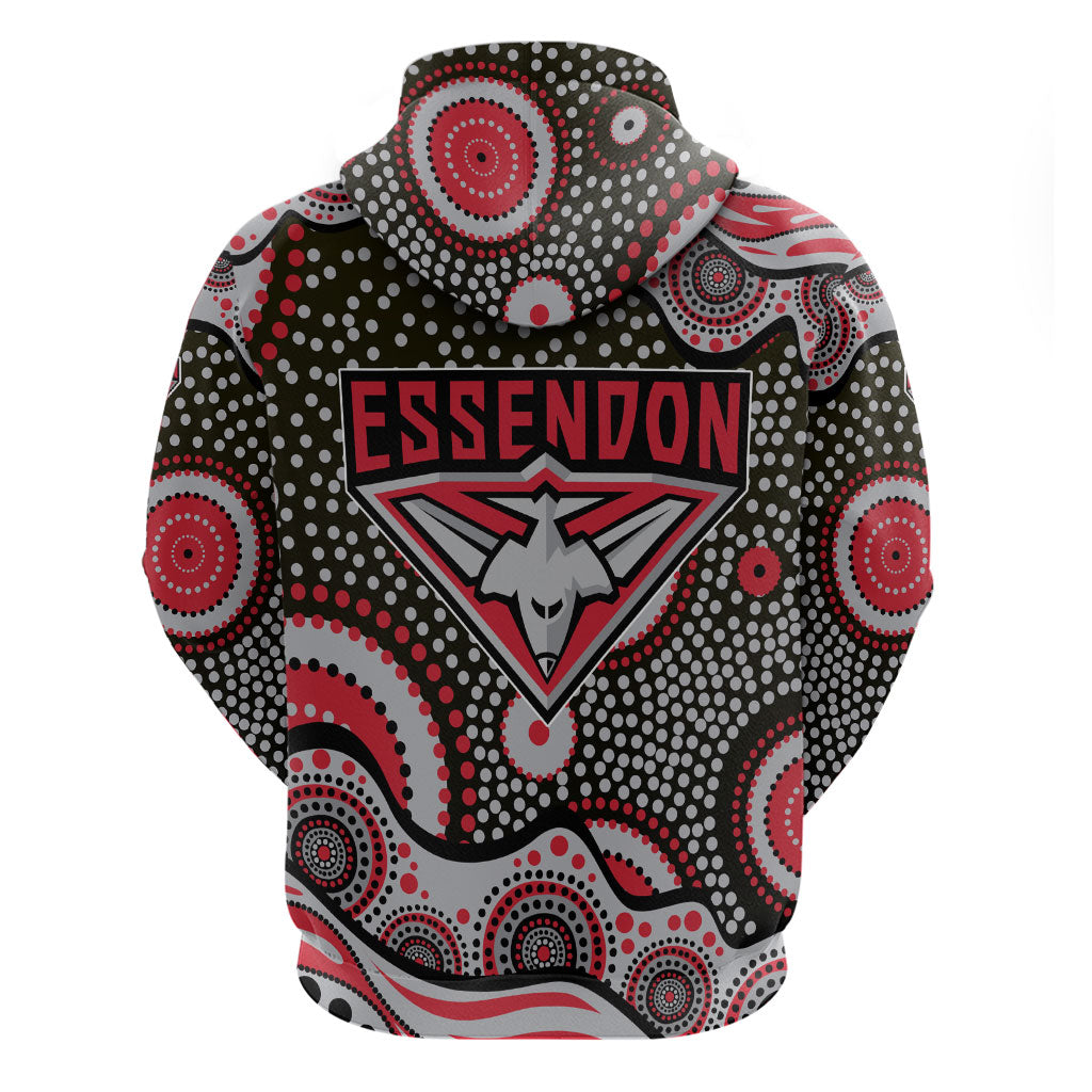 Essendon Bombers Zip Hoodie Aboriginal Dot Pattern - Football Mascot Heritage Pride