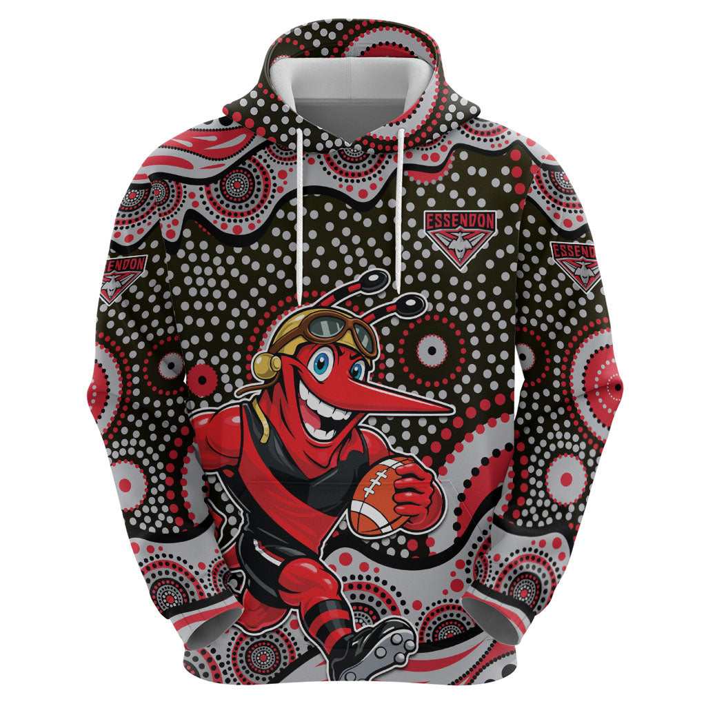 Essendon Bombers Zip Hoodie Aboriginal Dot Pattern - Football Mascot Heritage Pride