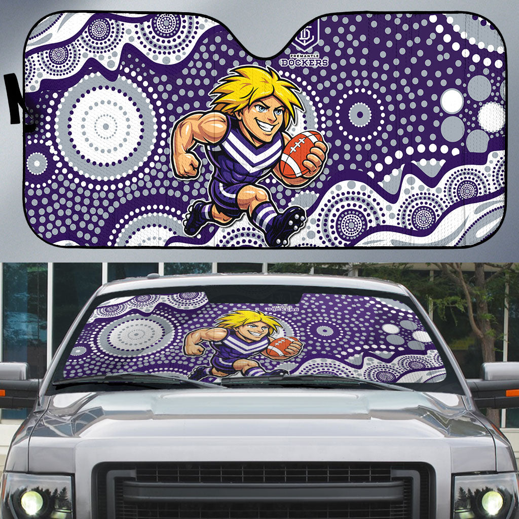 Fremantle Dockers Auto Sun Shade Aboriginal Dot Pattern - Football Mascot Heritage Pride