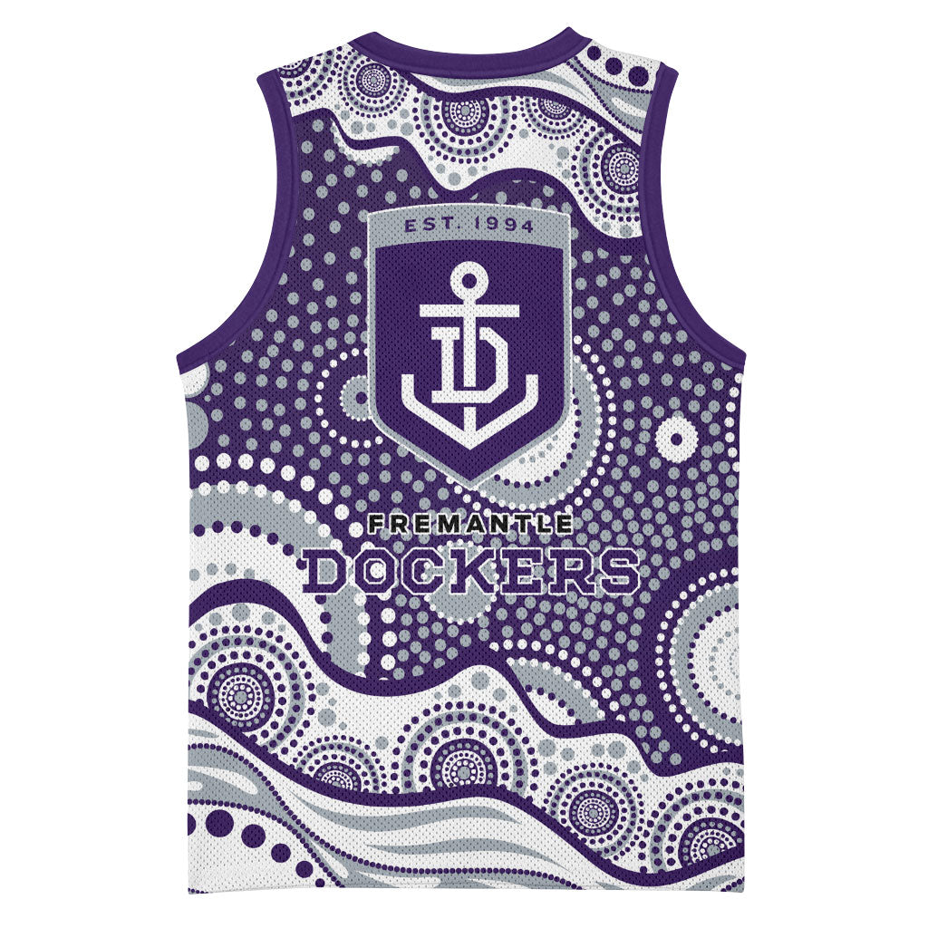 Fremantle Dockers Basketball Jersey Aboriginal Dot Pattern - Football Mascot Heritage Pride