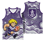 Fremantle Dockers Basketball Jersey Aboriginal Dot Pattern - Football Mascot Heritage Pride