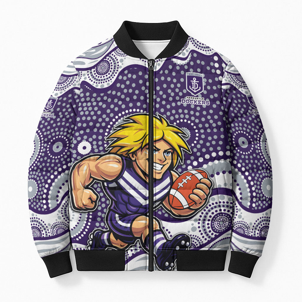 Fremantle Dockers Bomber Puffer Jacket Aboriginal Dot Pattern - Football Mascot Heritage Pride