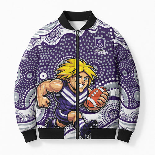 Fremantle Dockers Bomber Puffer Jacket Aboriginal Dot Pattern - Football Mascot Heritage Pride