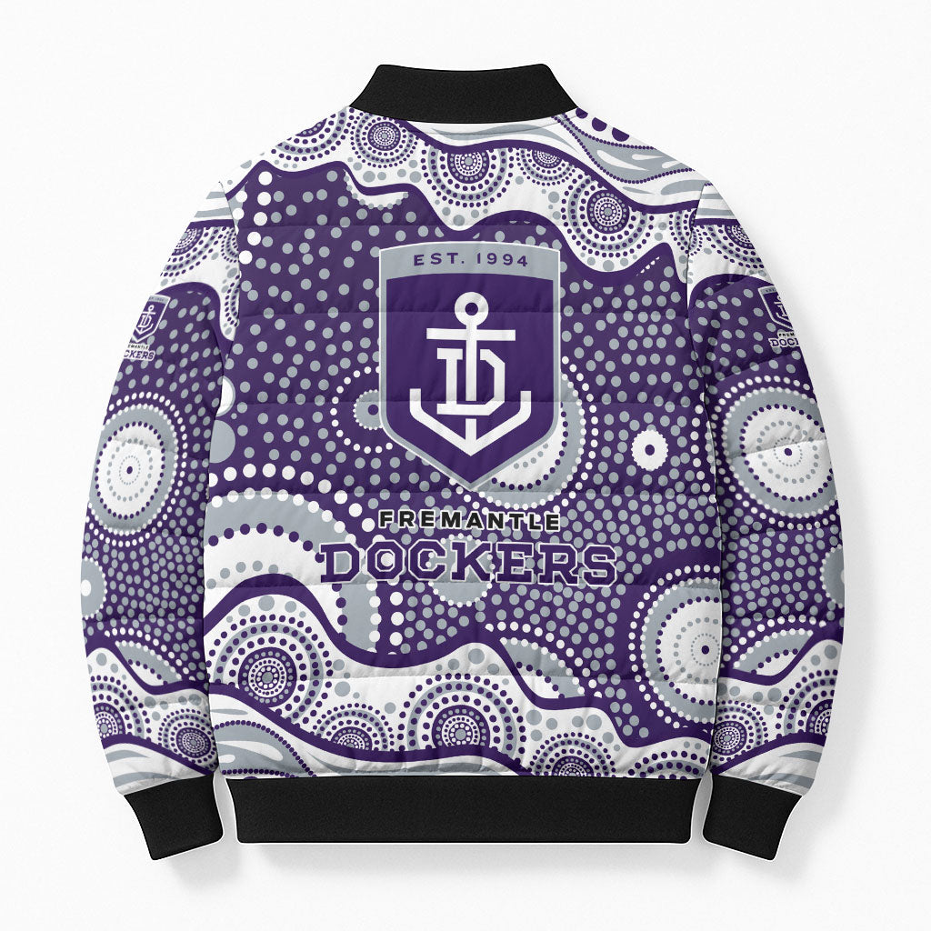 Fremantle Dockers Bomber Puffer Jacket Aboriginal Dot Pattern - Football Mascot Heritage Pride