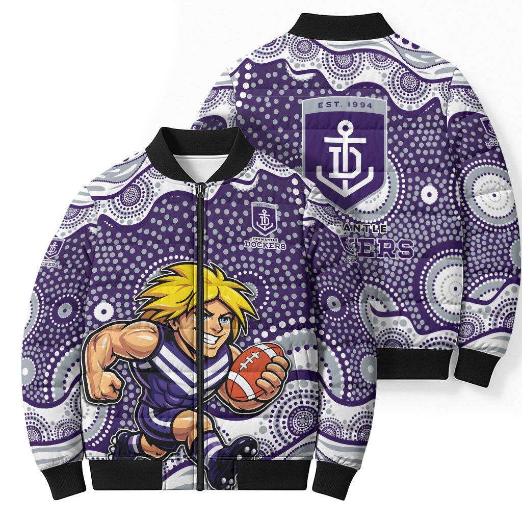 Fremantle Dockers Bomber Puffer Jacket Aboriginal Dot Pattern - Football Mascot Heritage Pride