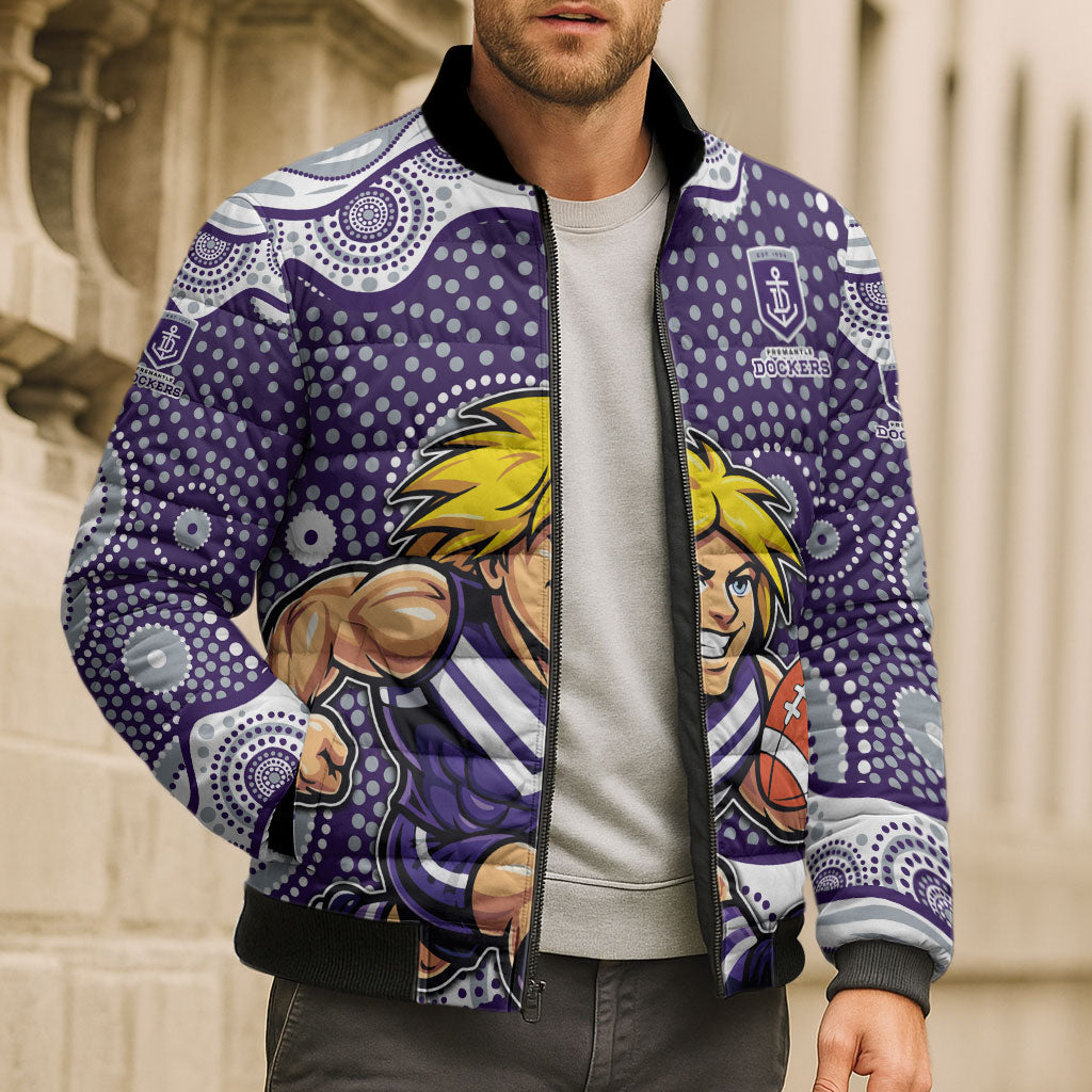 Fremantle Dockers Bomber Puffer Jacket Aboriginal Dot Pattern - Football Mascot Heritage Pride