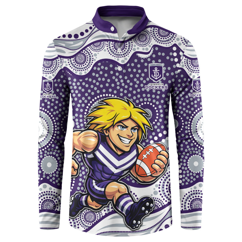 Fremantle Dockers Button Sweatshirt Aboriginal Dot Pattern - Football Mascot Heritage Pride