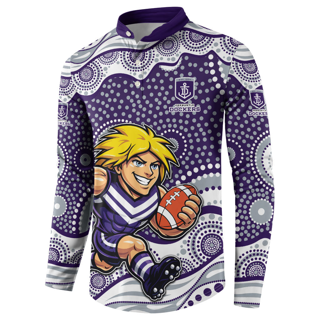 Fremantle Dockers Button Sweatshirt Aboriginal Dot Pattern - Football Mascot Heritage Pride