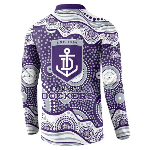 Fremantle Dockers Button Sweatshirt Aboriginal Dot Pattern - Football Mascot Heritage Pride