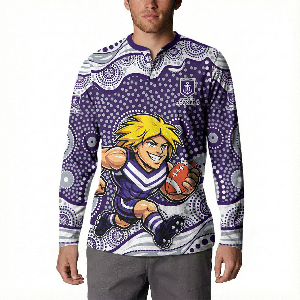 Fremantle Dockers Button Sweatshirt Aboriginal Dot Pattern - Football Mascot Heritage Pride