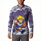 Fremantle Dockers Button Sweatshirt Aboriginal Dot Pattern - Football Mascot Heritage Pride