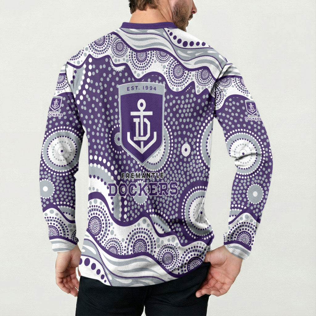 Fremantle Dockers Button Sweatshirt Aboriginal Dot Pattern - Football Mascot Heritage Pride
