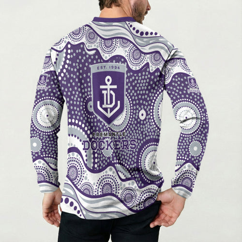 Fremantle Dockers Button Sweatshirt Aboriginal Dot Pattern - Football Mascot Heritage Pride