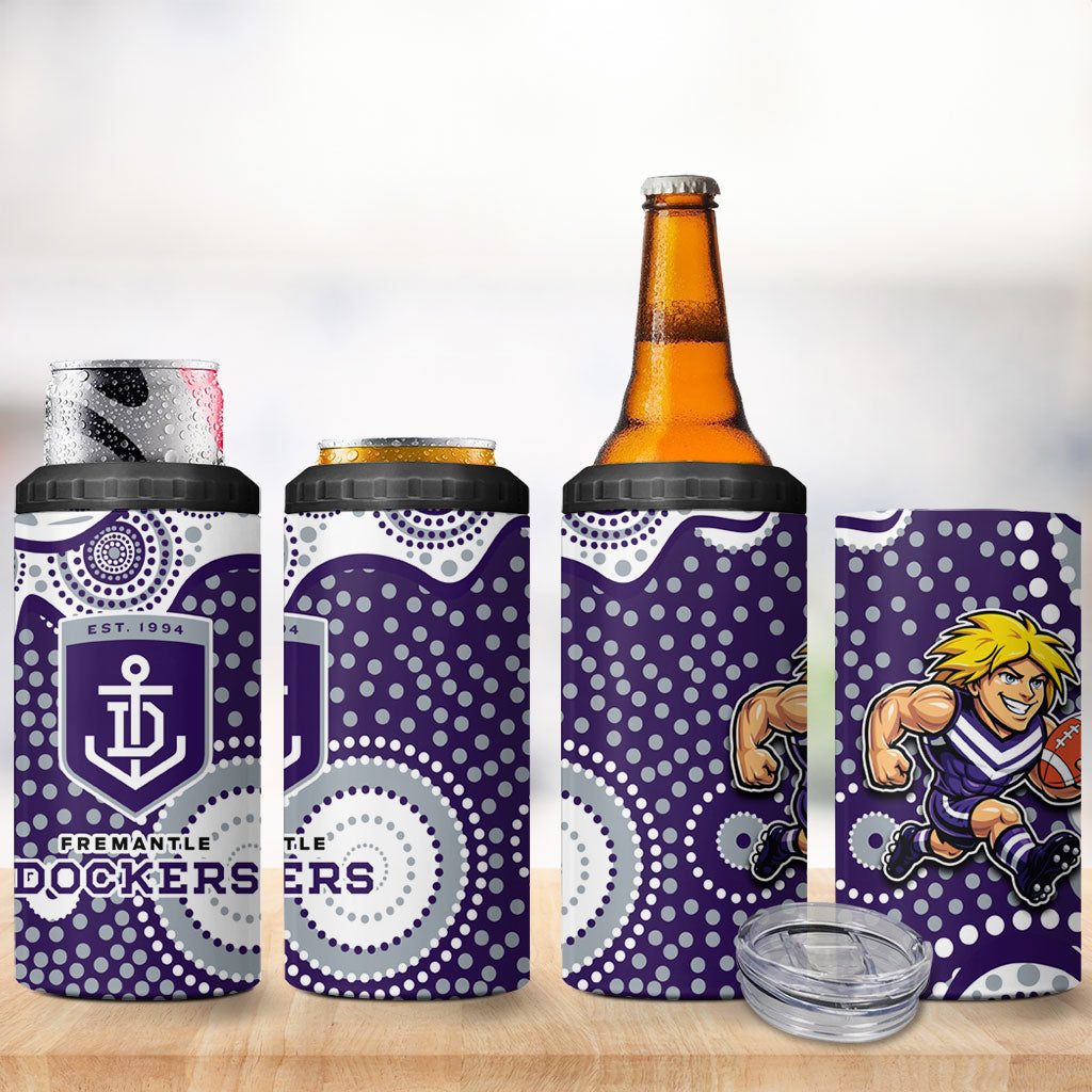 Fremantle Dockers 4 in 1 Can Cooler Tumbler Aboriginal Dot Pattern - Football Mascot Heritage Pride