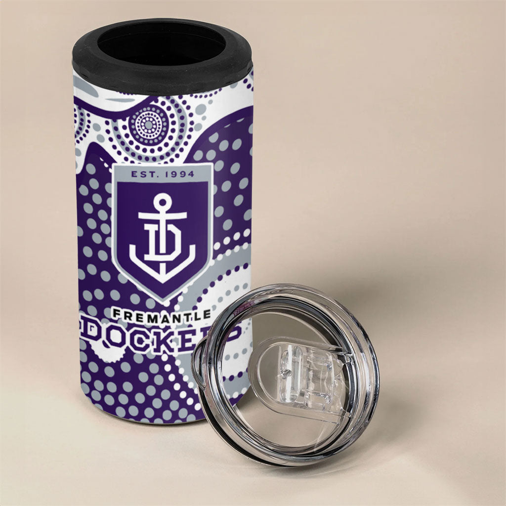 Fremantle Dockers 4 in 1 Can Cooler Tumbler Aboriginal Dot Pattern - Football Mascot Heritage Pride